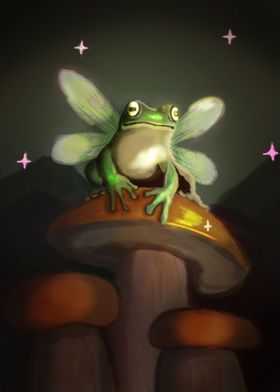 frog fairy with mushroom