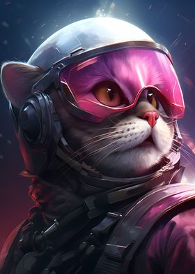 Cyberpunk Cat Pink Helmet