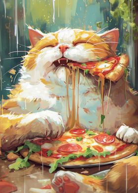 Pizza Cute Cartoon Cat