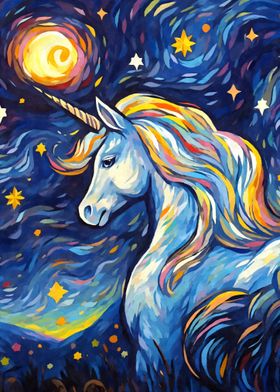 Cute Starry Night Unicorn