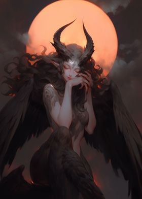 Harpy Under a Red Moon