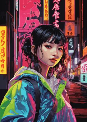 Cute Japanese Girl Neon