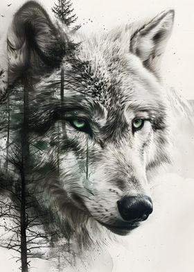 Wolf Double Exposure