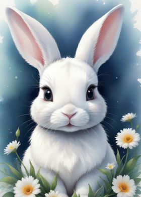 White bunny painting