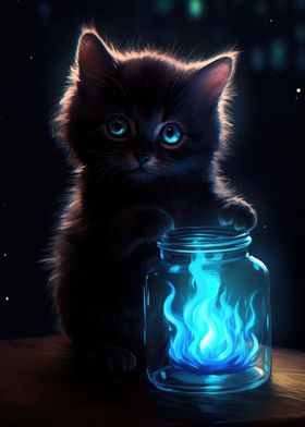 Cat Blue Flame