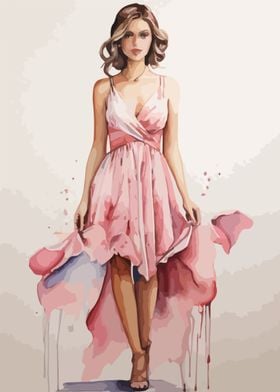 Sexy Woman In A Pink Dress