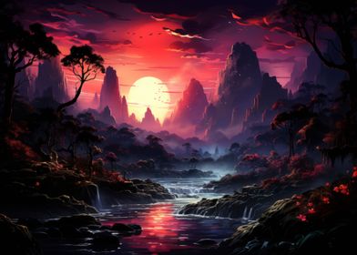 Mystical Sunset Landscape