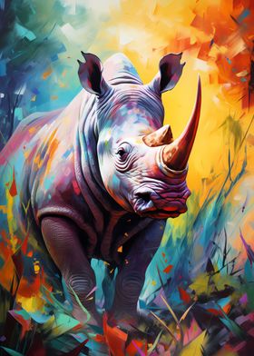 Colorful Wildlife Rhino