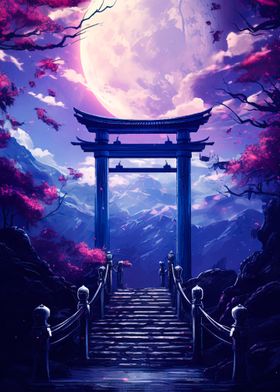 gate japan moon night