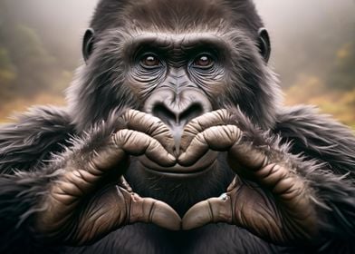 Gorillas Loving Heart