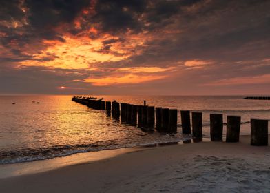 Landscape with sea sunset