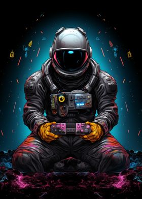 Astronaut Play Video Game