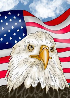 Eagle and American Flag