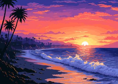 California Beach Pixel Art