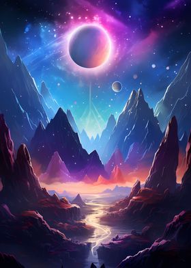 Galaxy Mountain Landscape