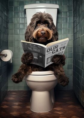 Cockapoo on the Toilet