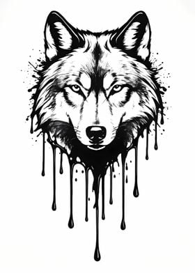 Dripping Ink Wolf