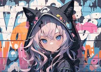 Anime Girl Wall Graffiti