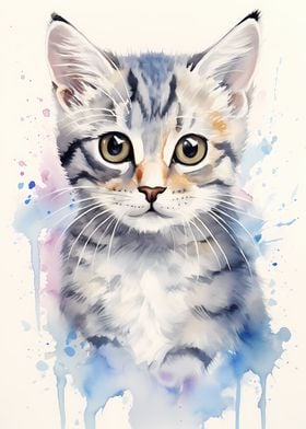 Watercolor Cat shorthair