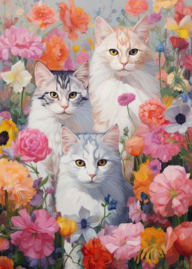 cat flowers animal