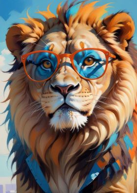 Cute lion oil painting