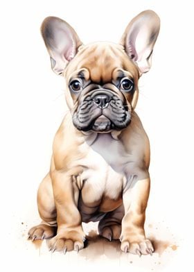 Watercolor Bulldog Puppy