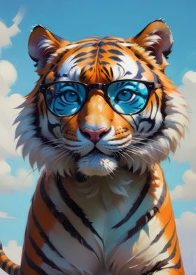 Cute tiger in sunglasses