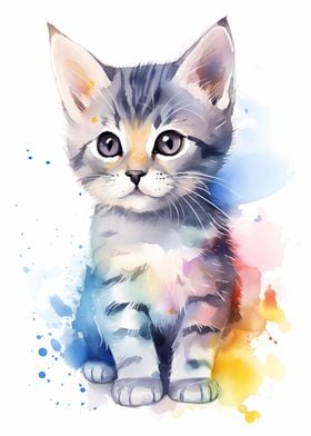 Watercolor Cat shorthair