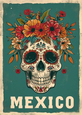 Mexican Flower Skull