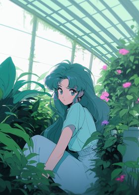 Girl in Greenhouse Floral