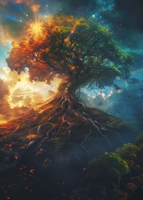 Magical colorful tree