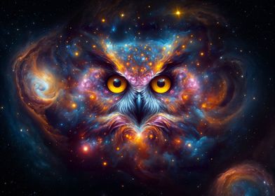 Owl head in space