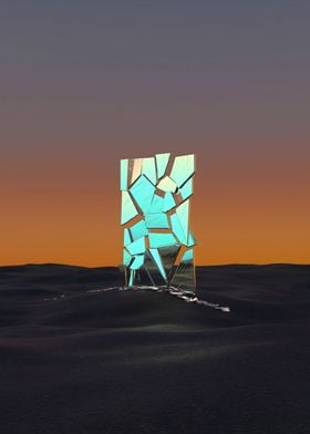 Shattered Mirror in Desert