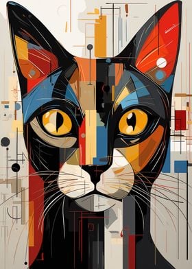 Colorful Cat Cubism