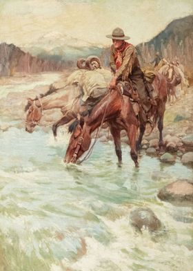 Hunters Crossing The River