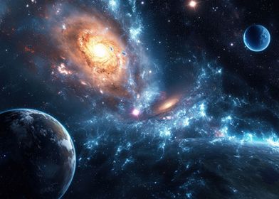 Outer space with galaxies