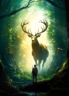 Stag in a enchanted forest
