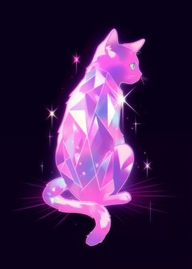 Elegant Pink Crystal Cat