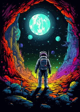 Alien Space Cave Pixel Art