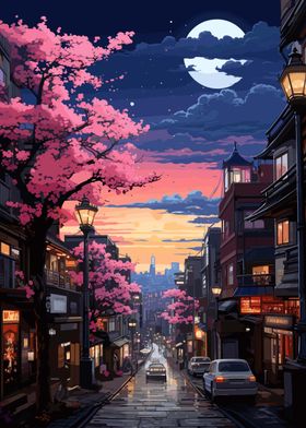 japanese street at night