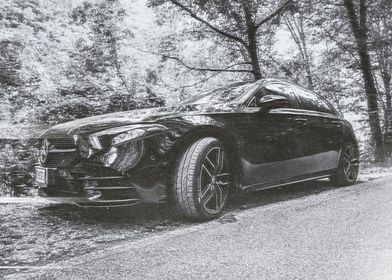 Mercedes black and white