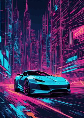 Neon City Sports Car 6