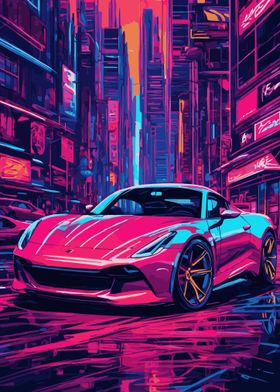 Neon City Sports Car 7
