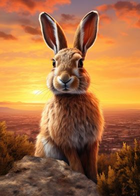 Easter Bunny At Sunrise