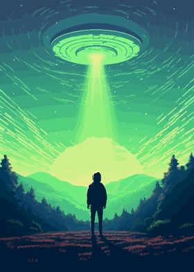 UFO Lofi Pixel Art