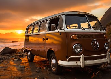 vehicle on beach at sunset