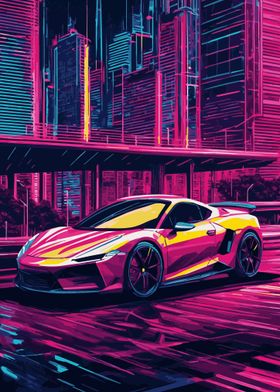 Neon City Sports Car 9