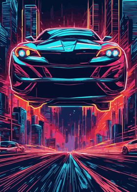 Neon City Sports Car 2