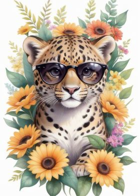 Cute watercolor leopard