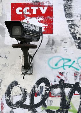 CCTV Graffiti Tagged Wall